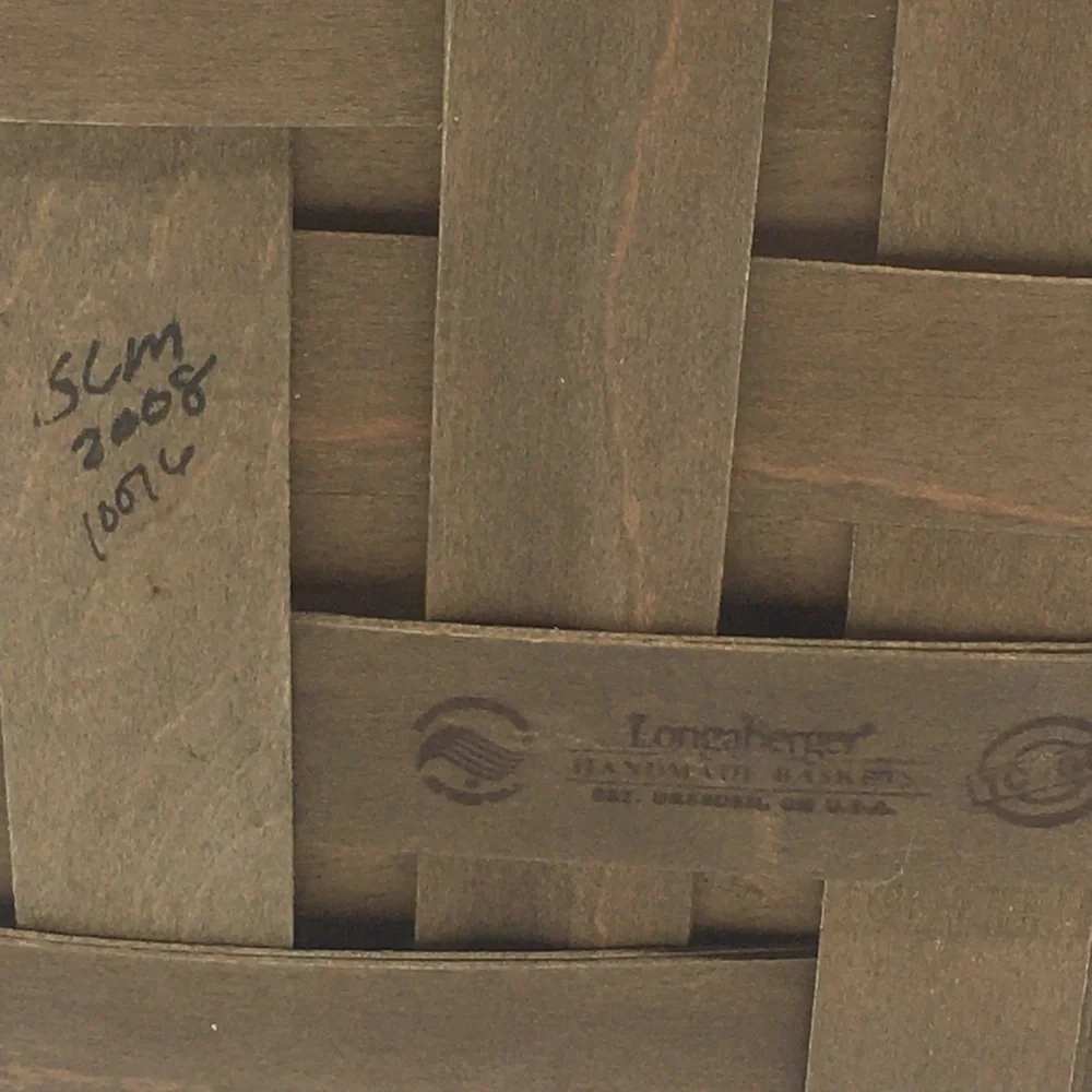 Vintage Longaberger Signed Bring Along Basket Tan Nylon Wood With Side Handles - Picture 5 of 11